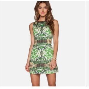 Alice + Olivia Mirrored Garden Party Carrie Sleeveless Mini Dress $398